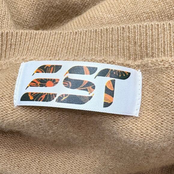 EST Media Size M Cashmere Sweater RARE Lunar New Year Wood Snake Embroidered Tan - Picture 7 of 12